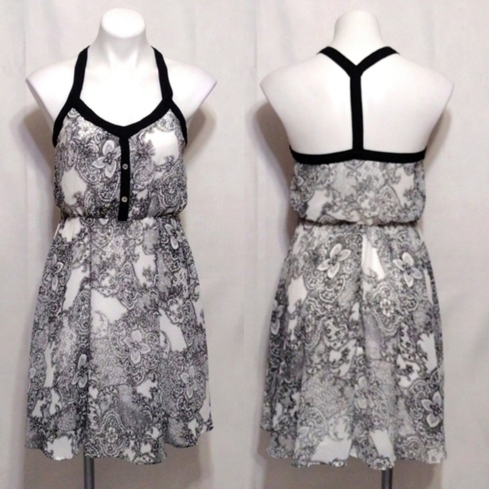 Charming Charlie Floral Print Chiffon Dress Small Feminine Summer Casual Style